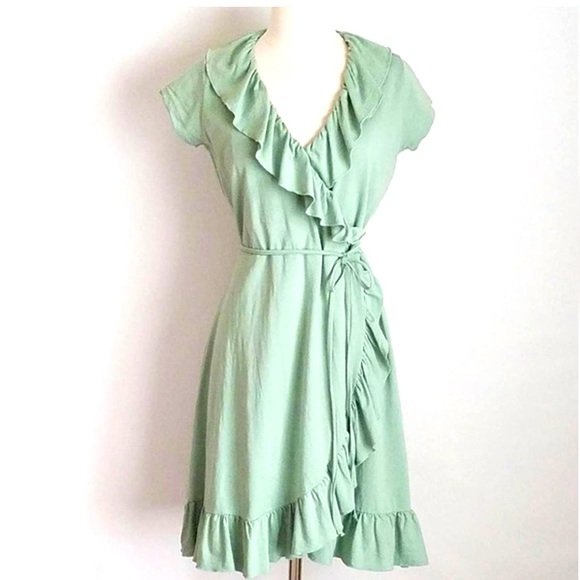 Matilda Jane mint Green‎ Ruffle Wrap Dress Size XS - Picture 1 of 7
